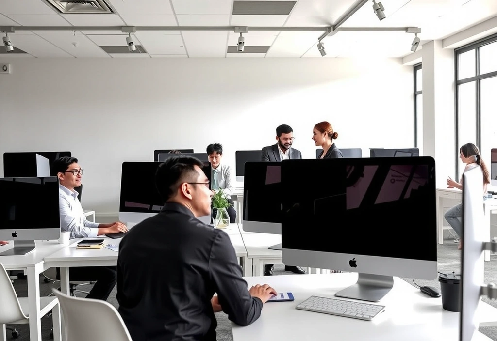 BrandRoute team working together in modern office environment